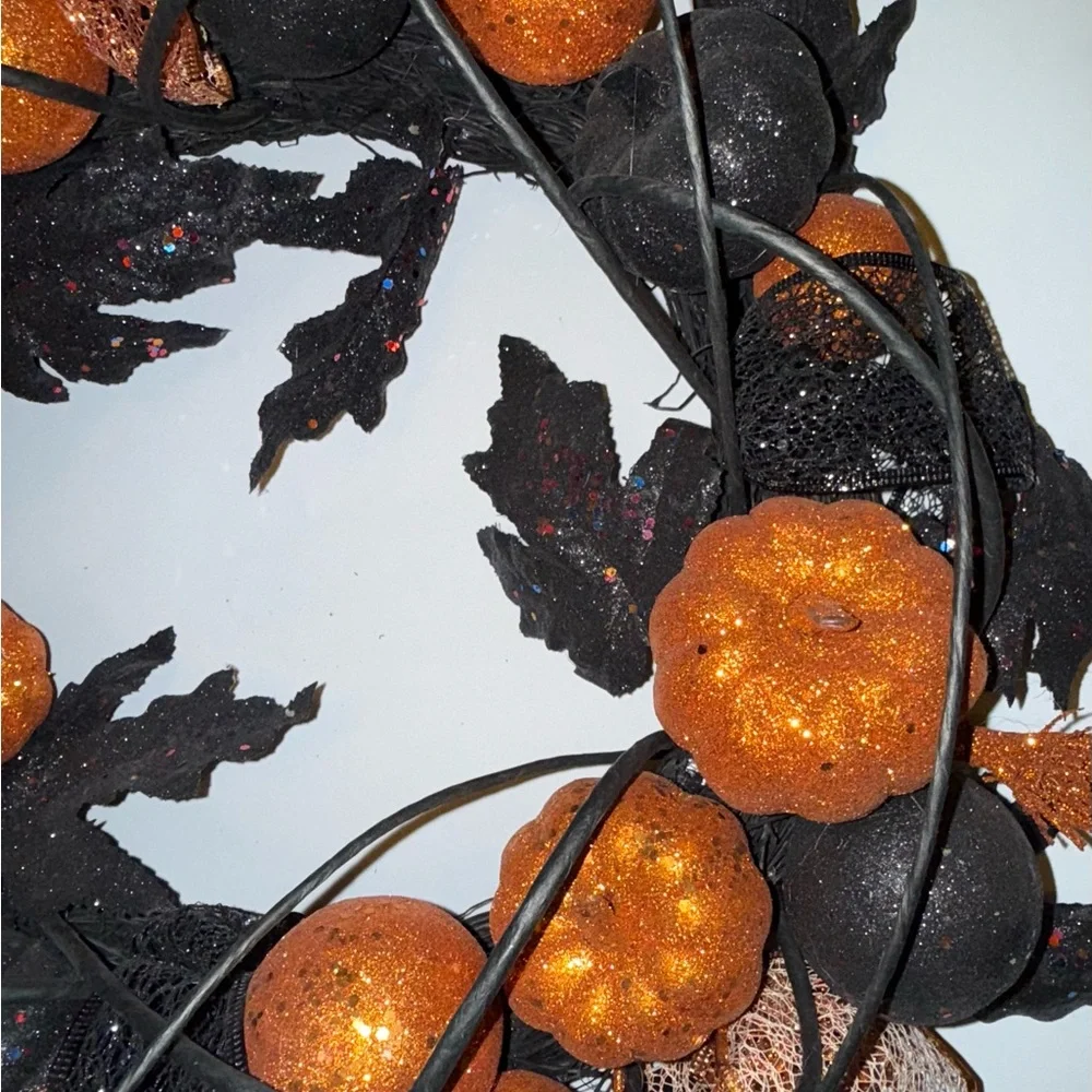 Halloween Wreath Pumpkins and Ribbons